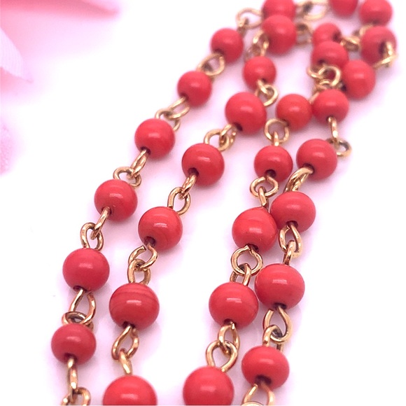 Coral gold tone necklace 14” - Picture 4 of 4